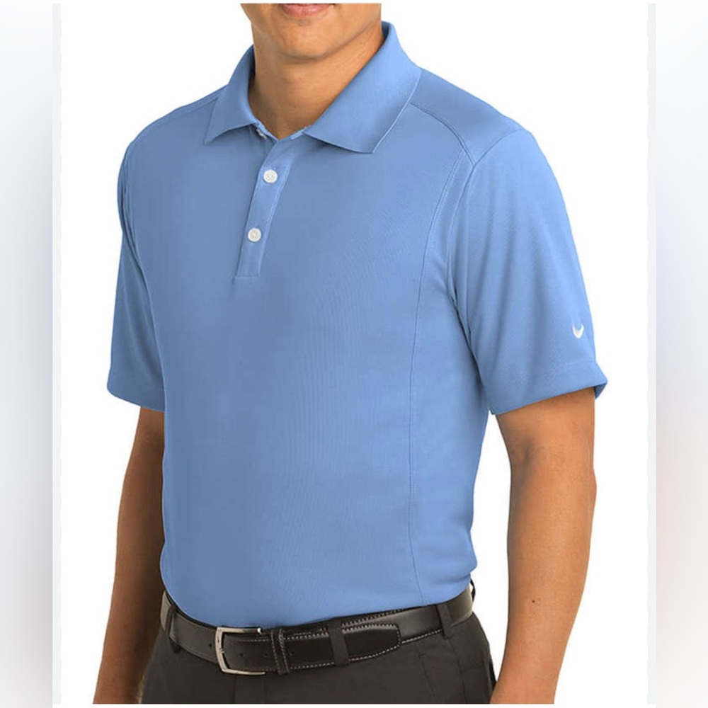 Nike light blue golf tour performance drift short sleeve polo top